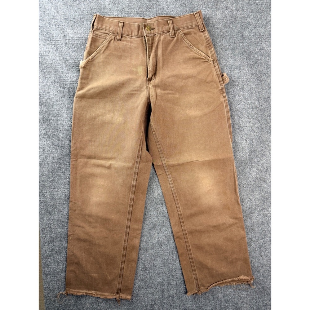 Carhartt B11 CHT Mens 29x27 Brown Duck Canvas Dungaree Fit Work Pants Distressed